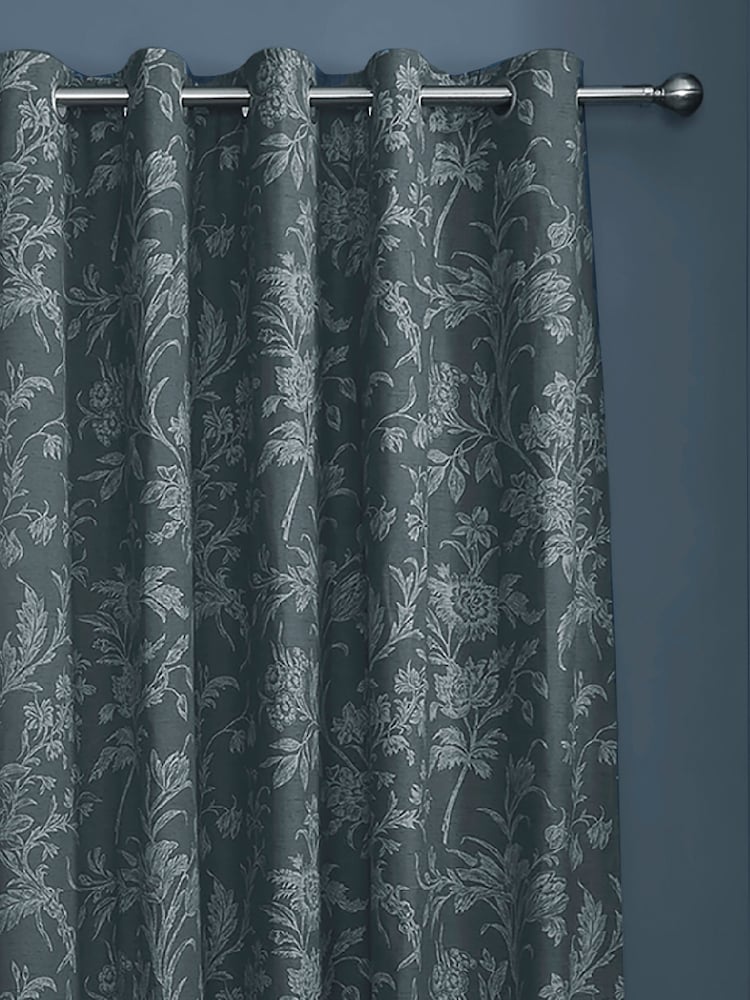 Laura Ashley Midnight Lloyd Eyelet Lined Curtains - Image 2 of 3