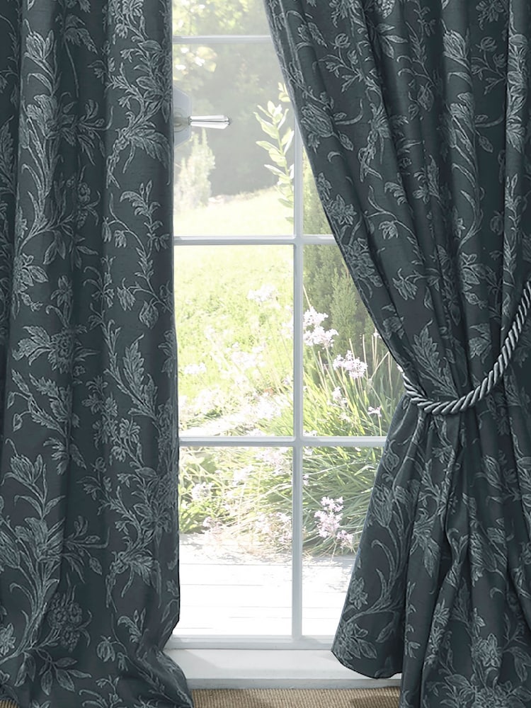 Laura Ashley Midnight Lloyd Eyelet Lined Curtains - Image 3 of 3