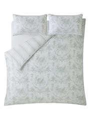 Laura Ashley Sage Green Tuileries 100% Cotton Duvet Cover and Pillowcase Set - Image 3 of 5