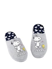 Vanilla Underground Grey Snoopy Womens Winter Mule Slippers - Image 1 of 5