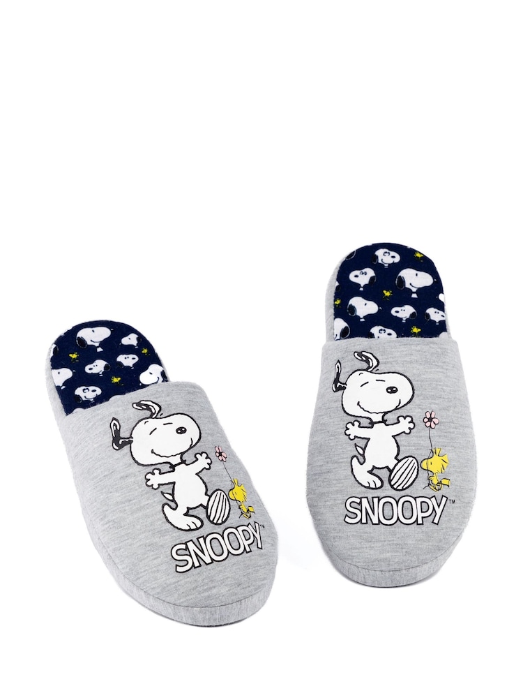 Vanilla Underground Grey Snoopy Womens Winter Mule Slippers - Image 1 of 5