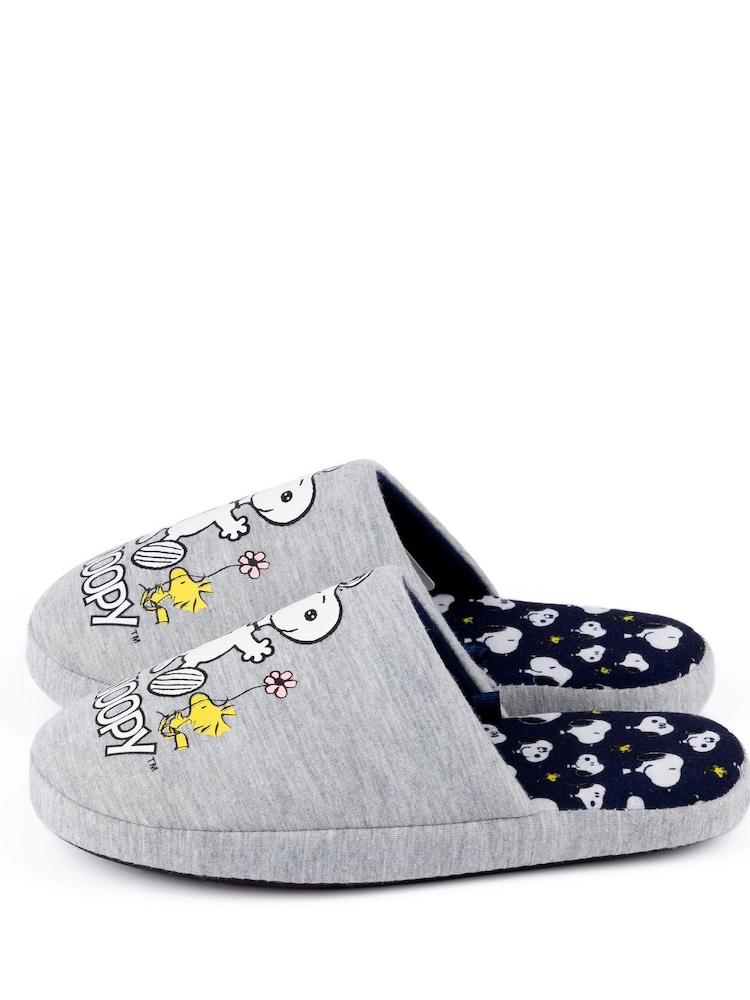 Vanilla Underground Grey Snoopy Womens Winter Mule Slippers - Image 2 of 5
