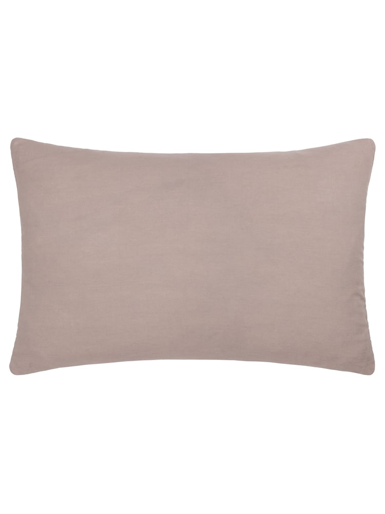 Riva Paoletti Taupe Rennes Cotton Velvet Embroidered Cushion - Image 2 of 5