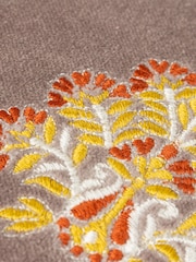 Riva Paoletti Taupe Rennes Cotton Velvet Embroidered Cushion - Image 5 of 5