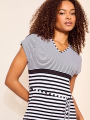 Friends Like These Black/White Straight  V Neck Jersey Maxi Dress - Image 2 of 4