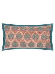 Riva Paoletti RoseFrench Blue Casa Embroidered Cotton Velvet Cushion - Image 1 of 5