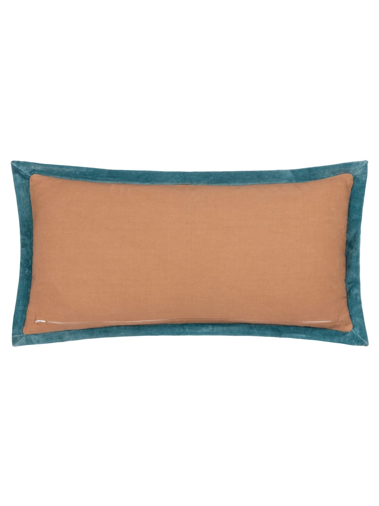 Riva Paoletti RoseFrench Blue Casa Embroidered Cotton Velvet Cushion - Image 2 of 5