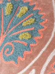 Riva Paoletti RoseFrench Blue Casa Embroidered Cotton Velvet Cushion - Image 5 of 5