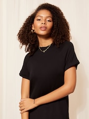 Friends Like These Black Straight Short Sleeve T-Shirt Dress - Image 2 of 4