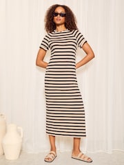 Friends Like These Cream Petite Straight Short Sleeve T-Shirt Dress - Image 3 of 4