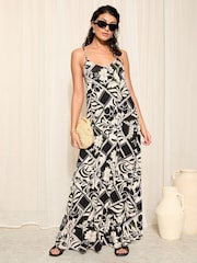 Friends Like These Black/White Strappy A Line Jersey Maxi Dress - Image 1 of 4