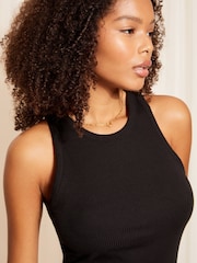 Friends Like These Black Rib Racer Round Neck Midi Dress - Image 3 of 4