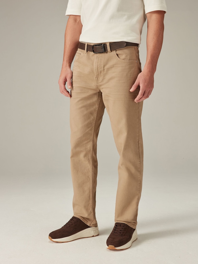 Tan Light Straight Fit Belted Authentic Jeans - Image 1 of 9