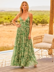 Friends Like These Green Strappy Ruffle Trim Maxi Dress - Image 1 of 4