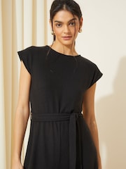 Friends Like These Black Cosy Knit Tie Waist Jumpsuit - Image 4 of 4