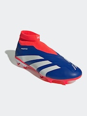 adidas Blue/White Predator League Laceless Firm Ground Boots - Image 8 of 13