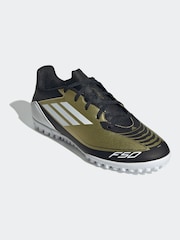 adidas Gold/White F50 Club Messi Turf Football Boots - Image 3 of 9