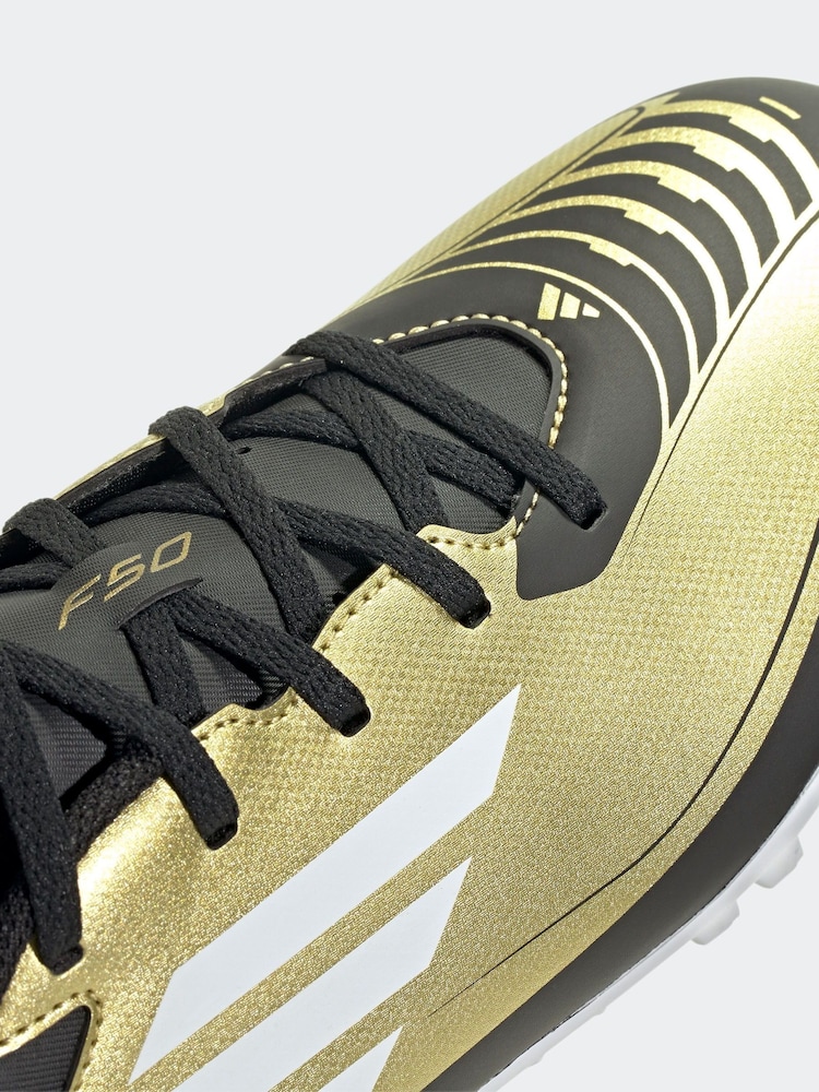 adidas Gold/White F50 Club Messi Turf Football Boots - Image 9 of 9