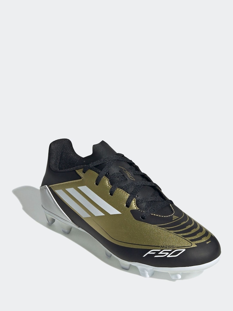 adidas Gold/White F50 Club Messi Flexible Ground Football Boots - Image 4 of 10