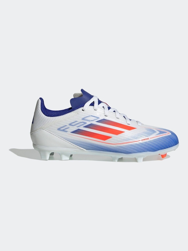 adidas White/Blue/Red Kids F50 League Firm / Multi Ground Cleats Football Boots - Image 1 of 10