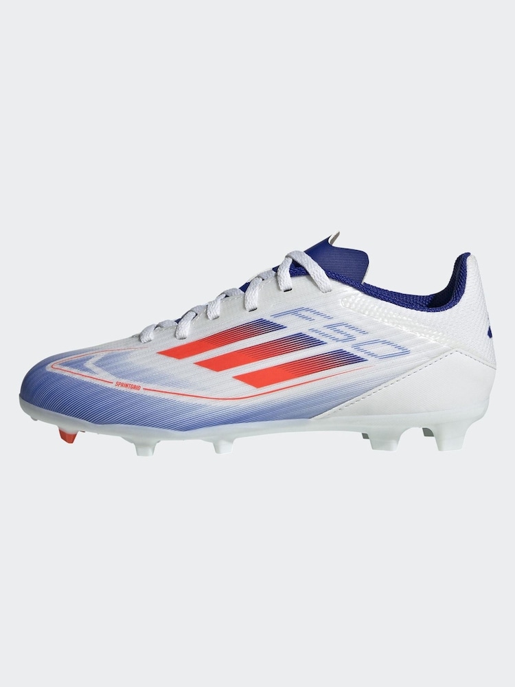 adidas White/Blue/Red Kids F50 League Firm / Multi Ground Cleats Football Boots - Image 2 of 10
