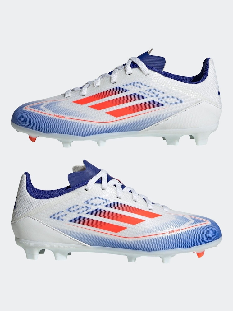 adidas White/Blue/Red Kids F50 League Firm / Multi Ground Cleats Football Boots - Image 5 of 10