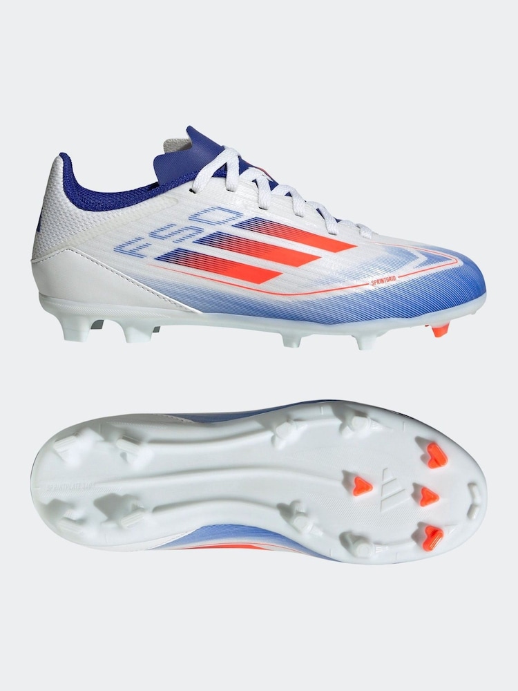 adidas White/Blue/Red Kids F50 League Firm / Multi Ground Cleats Football Boots - Image 6 of 10