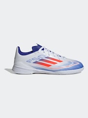 adidas White/Blue/Red Kids F50 League Indoor Football Boots - Image 1 of 11