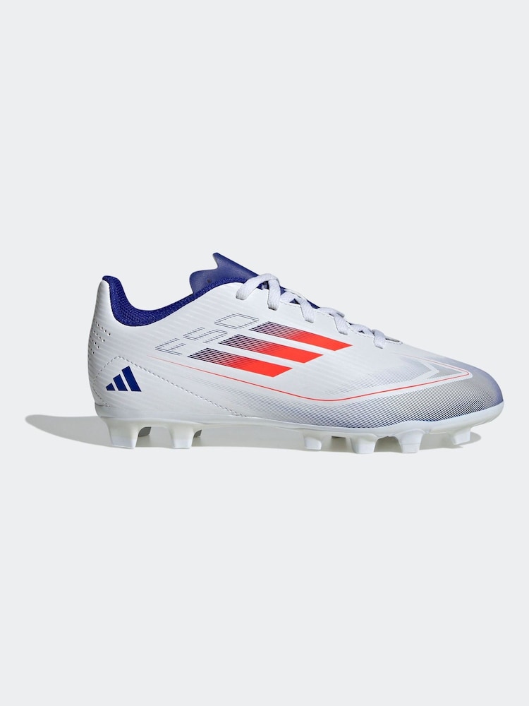 adidas White/Blue/Red F50 Kids Club Flexible Ground Football Boots - Image 1 of 10