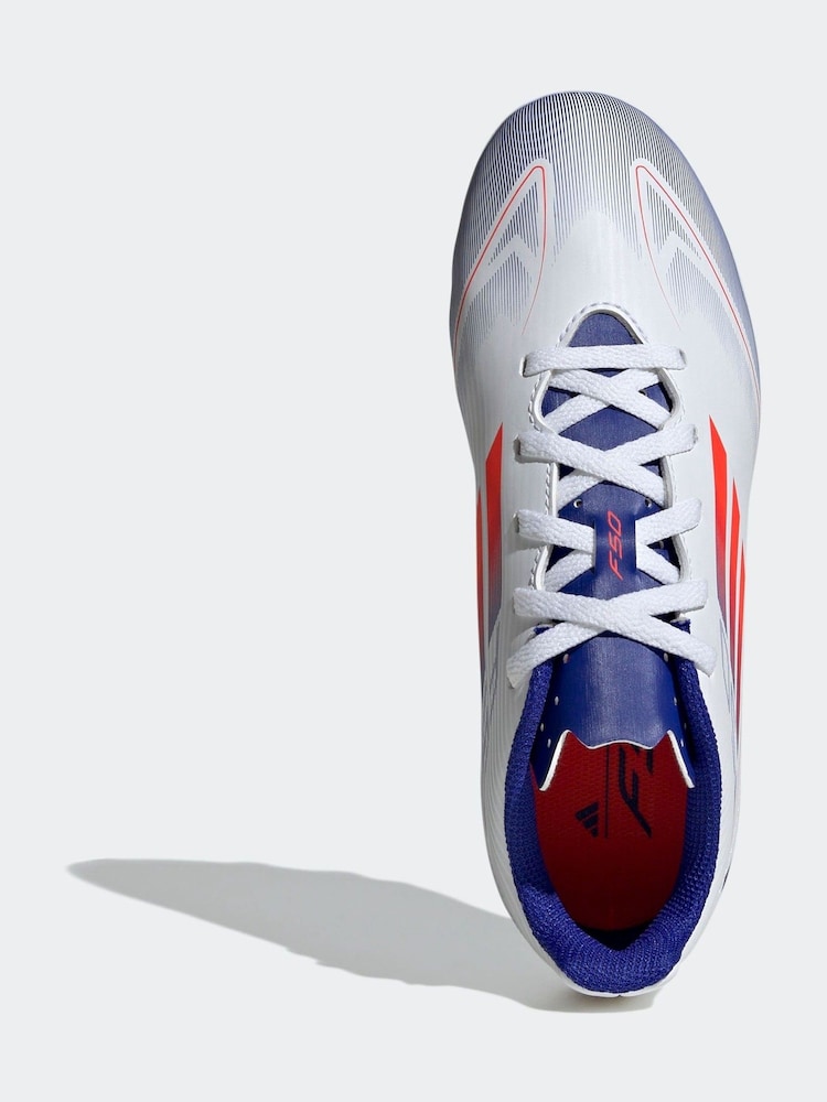 adidas White/Blue/Red F50 Kids Club Flexible Ground Football Boots - Image 3 of 10