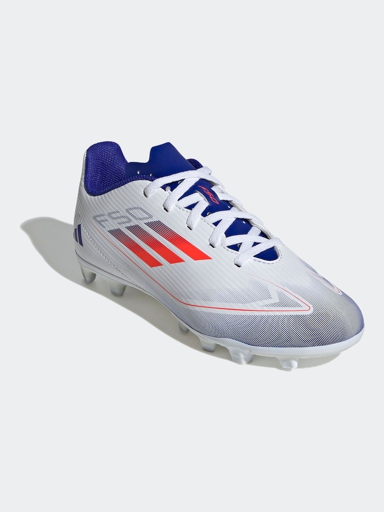 adidas White/Blue/Red F50 Kids Club Flexible Ground Football Boots - Image 6 of 10