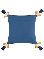 Wylder Royal Blue Regal Leopard Embroidered Velvet 100% Cotton Cushion - Image 4 of 7