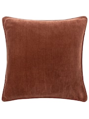 Yard Nutmeg Brown 50 x 50cm Heavy Chenille Velvet Piped Feather Filled Cushion - Image 2 of 5