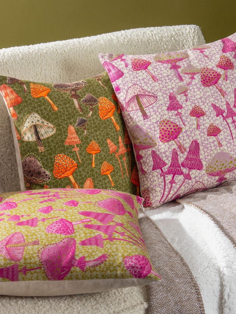 Furn Green 100% Cotton Mushroom Fields Abstract Cushion - Image 2 of 6