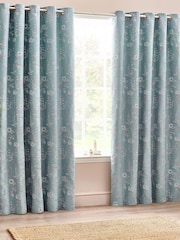 Wylder Blue Sophia Floral Jacquard Eyelet Curtains - Image 2 of 5