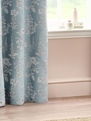 Wylder Blue Sophia Floral Jacquard Eyelet Curtains - Image 3 of 5