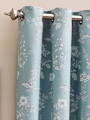 Wylder Blue Sophia Floral Jacquard Eyelet Curtains - Image 4 of 5