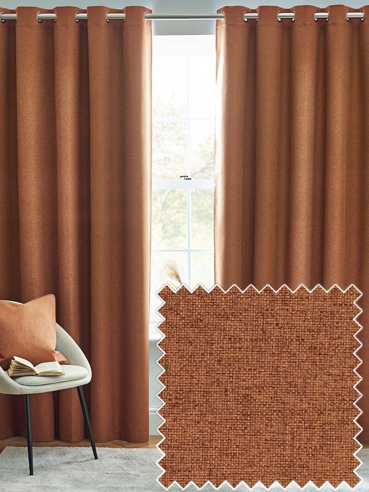 furn. Brick Dawn 100% Blackout Thermal Eyelet Curtains - Image 1 of 6