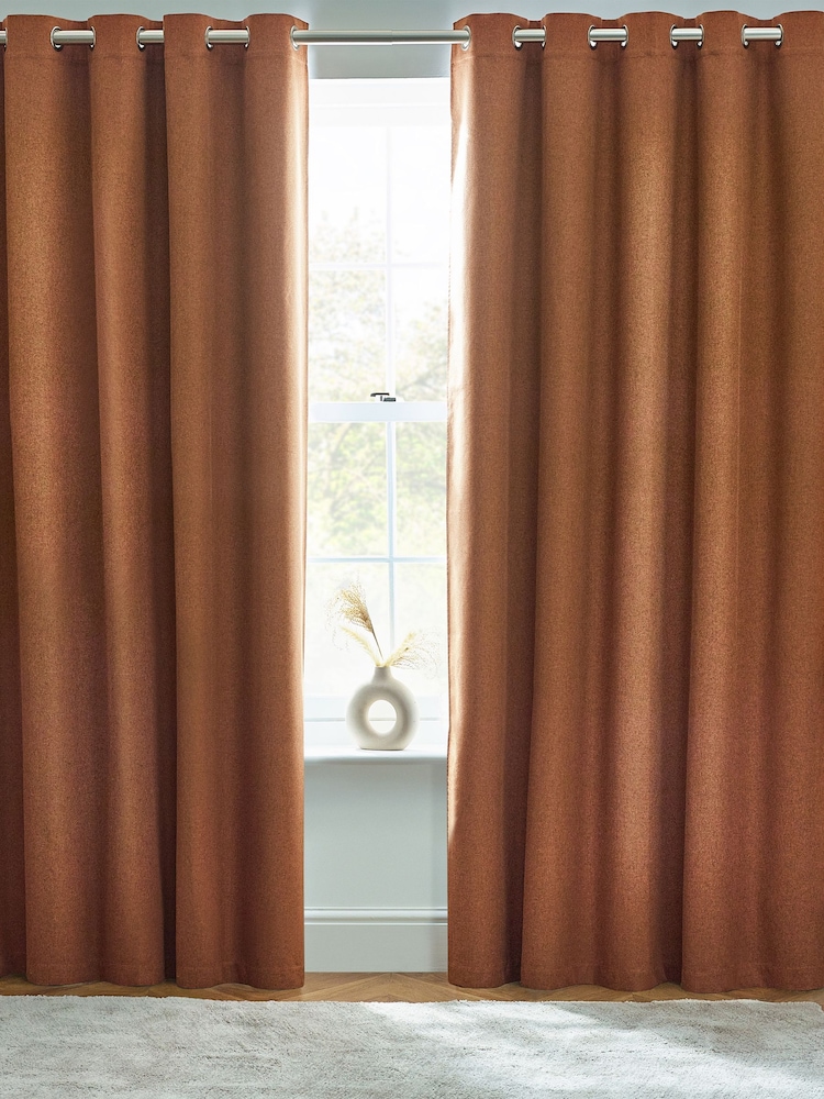 furn. Brick Dawn 100% Blackout Thermal Eyelet Curtains - Image 2 of 6