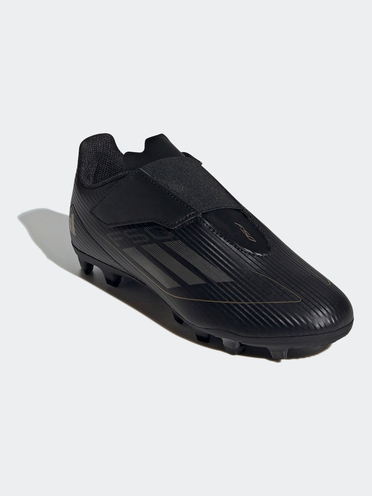 adidas Black/Gold Kids F50 Club Hook-and-Loop Flexible-Ground Boots - Image 3 of 9