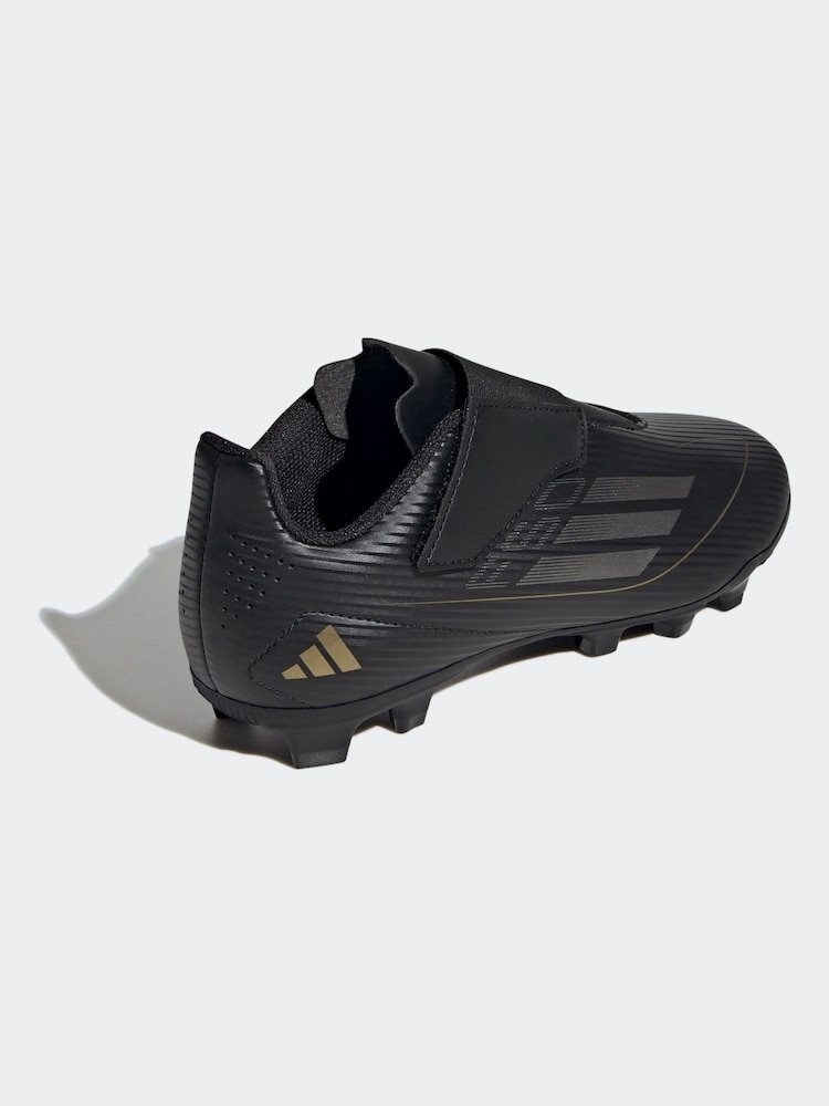 adidas Black/Gold Kids F50 Club Hook-and-Loop Flexible-Ground Boots - Image 4 of 9