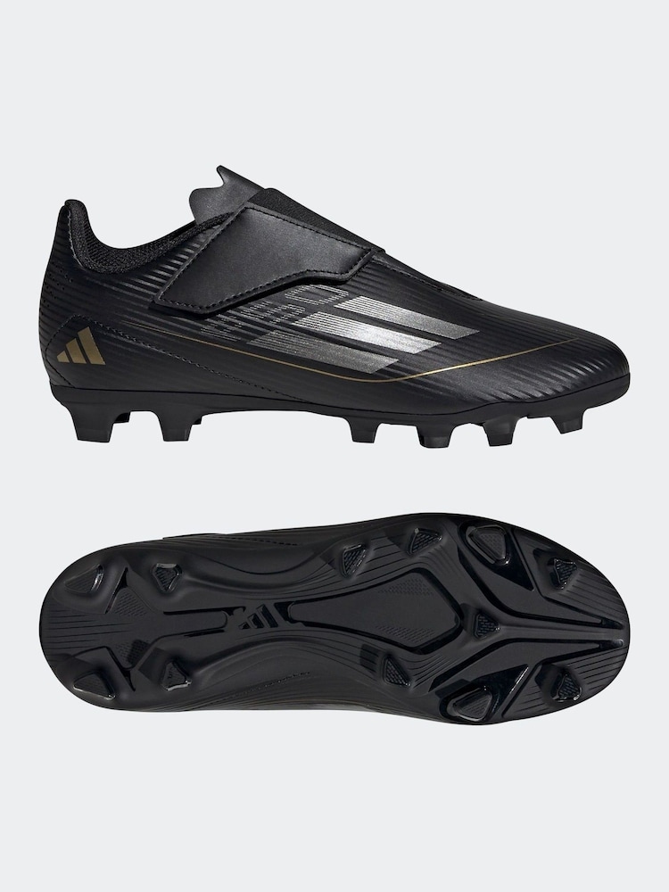 adidas Black/Gold Kids F50 Club Hook-and-Loop Flexible-Ground Boots - Image 5 of 9
