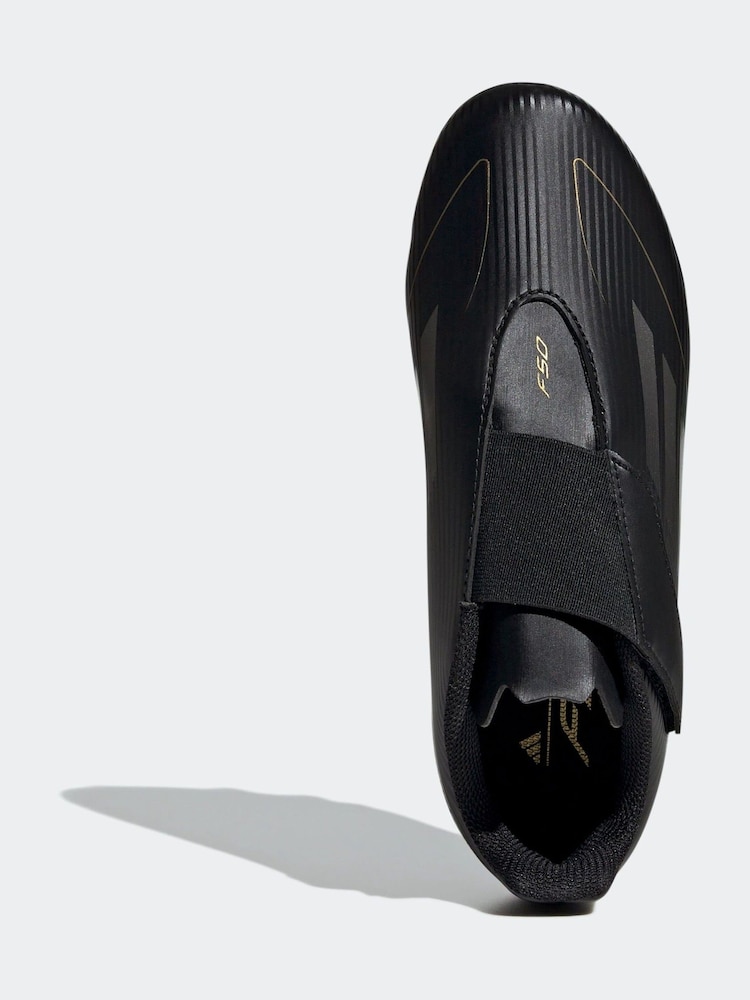 adidas Black/Gold Kids F50 Club Hook-and-Loop Flexible-Ground Boots - Image 6 of 9