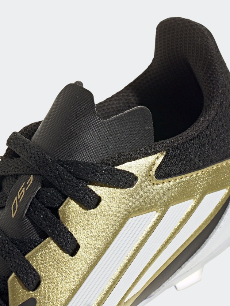 adidas Gold/White Messi F50 Kids League Firm/Multi-Ground Boots - Image 11 of 11