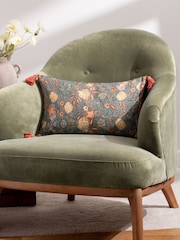 Wylder Blue Bolais Rectangular Floral Tasselled 100% Cotton Cushion - Image 1 of 6
