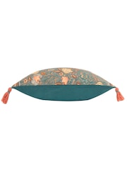 Wylder Blue Bolais Rectangular Floral Tasselled 100% Cotton Cushion - Image 5 of 6