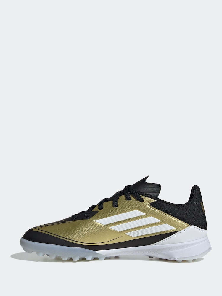 adidas Gold/White Kids F50 League Messi Turf Boots - Image 2 of 9