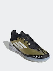 adidas Gold/White Kids F50 League Messi Turf Boots - Image 3 of 9