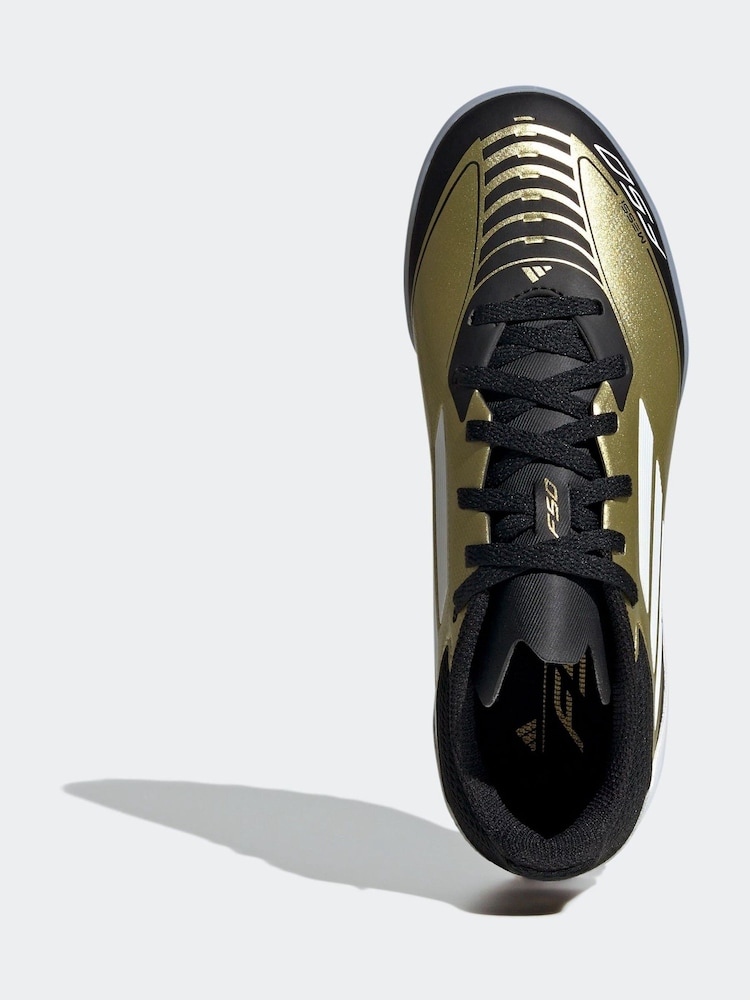 adidas Gold/White Kids F50 League Messi Turf Boots - Image 6 of 9