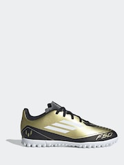 adidas Gold/White Kids F50 Club Messi Turf Boots - Image 1 of 8